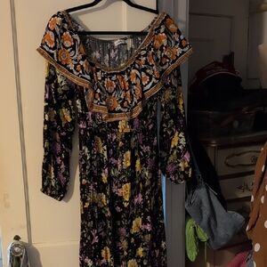 Elegant Floral Long Sleeve Maxi Dress